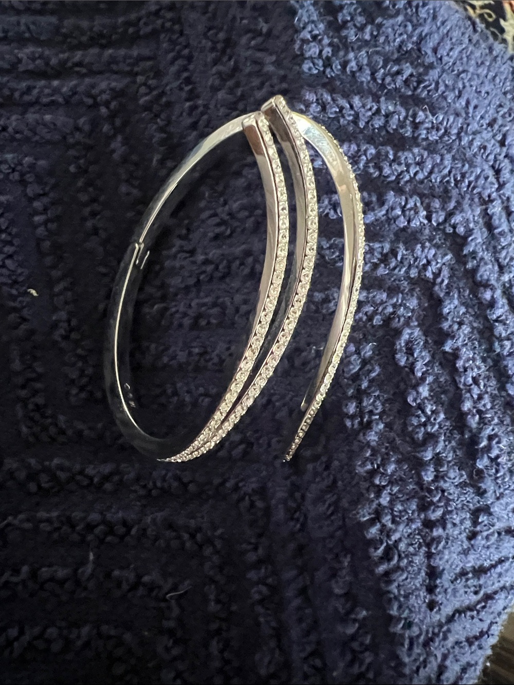 Elegant Silver-Tone Crystal Wave Bracelet - Women's Jewelry